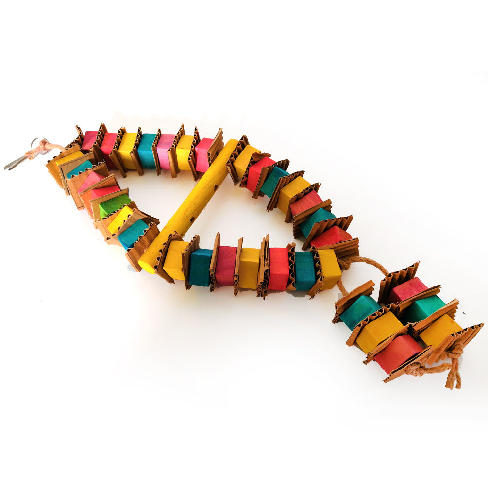 String and Wooden Block Toy for Birds