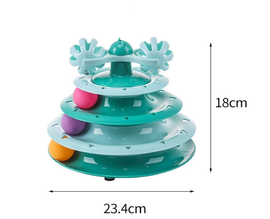Four Layer Carousel Toy with Feather Teaser for Cats