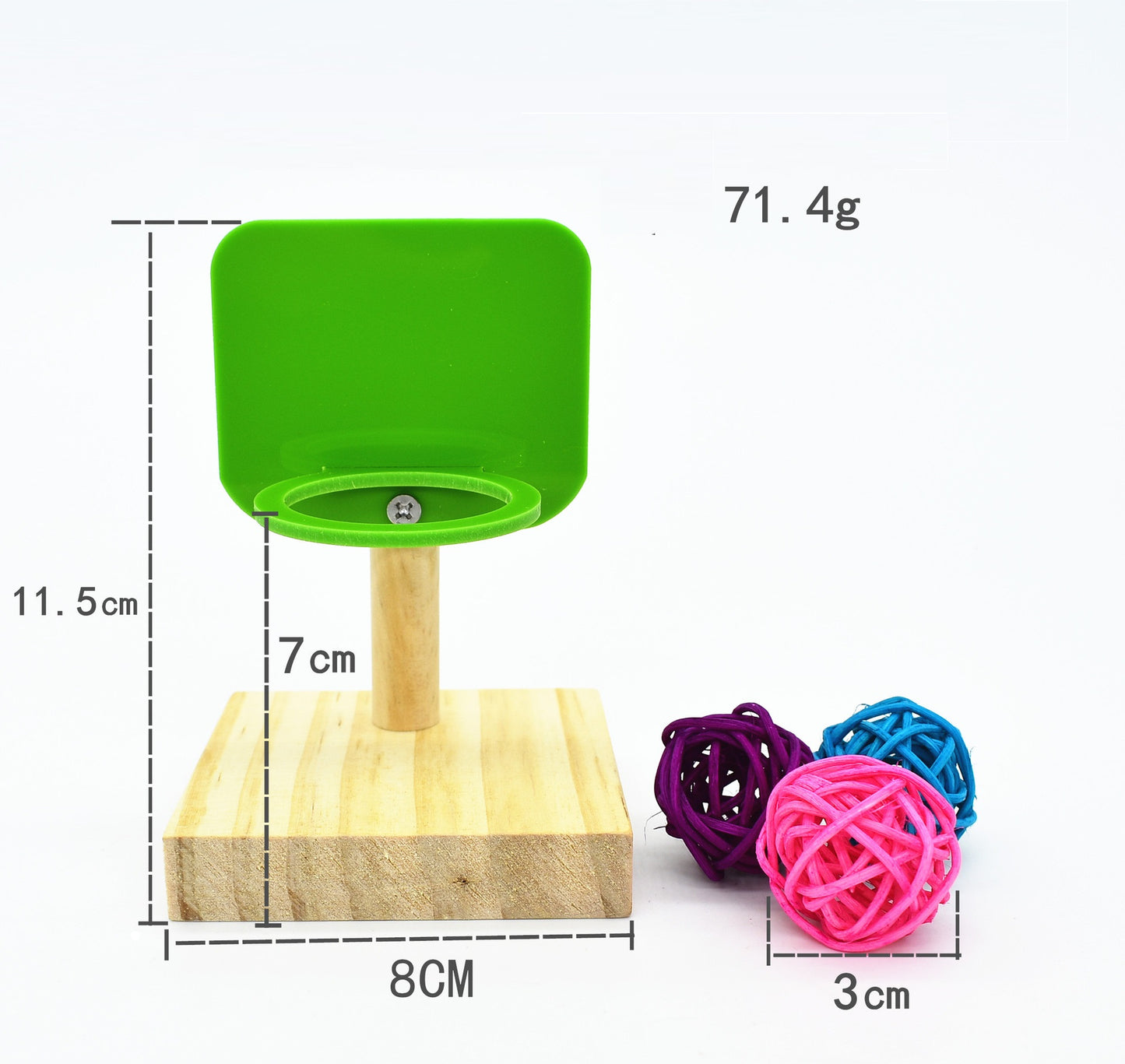 Rattan Ball Basketball Hoop and Ring Stacking Toy for Birds