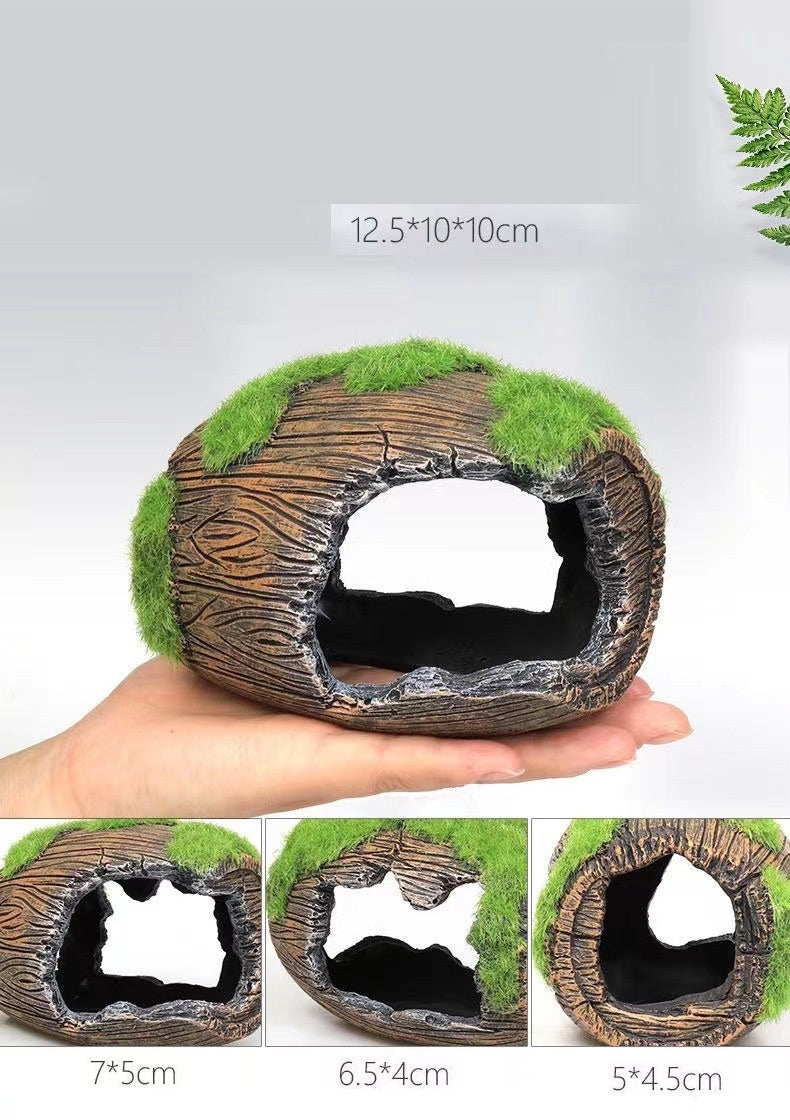 Mossy Barrel Decoration for Fish Tank