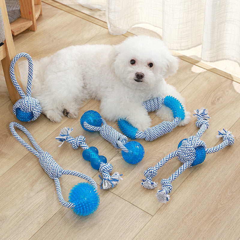 Rubber Bone-Shaped Rope Toy for Dogs