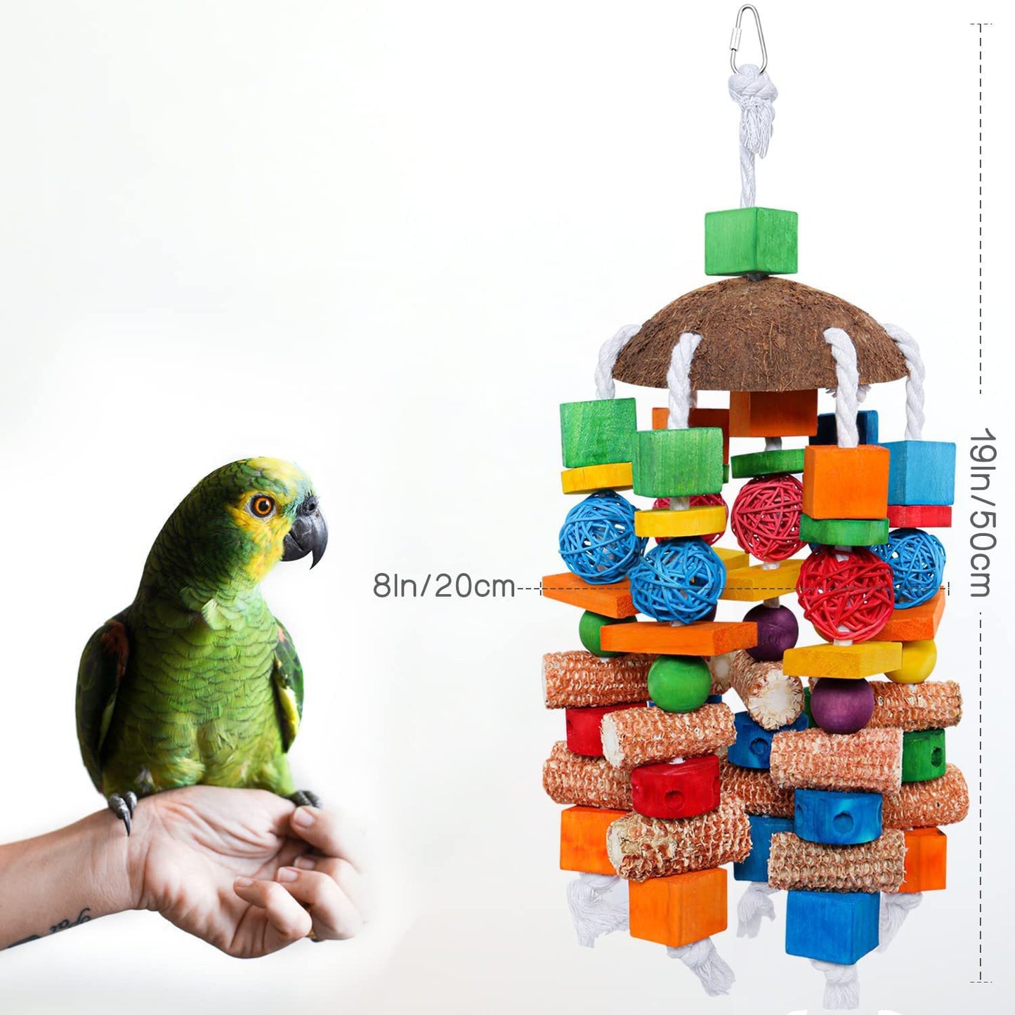 Corn Cob, Rattan, and Wooden Toy for Birds