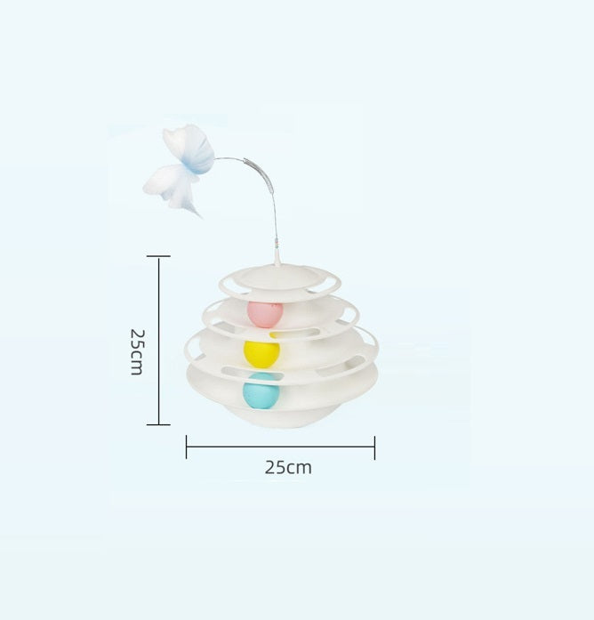 Three-Layer Carousel with Catnip Balls and Teaser Feather for Cats