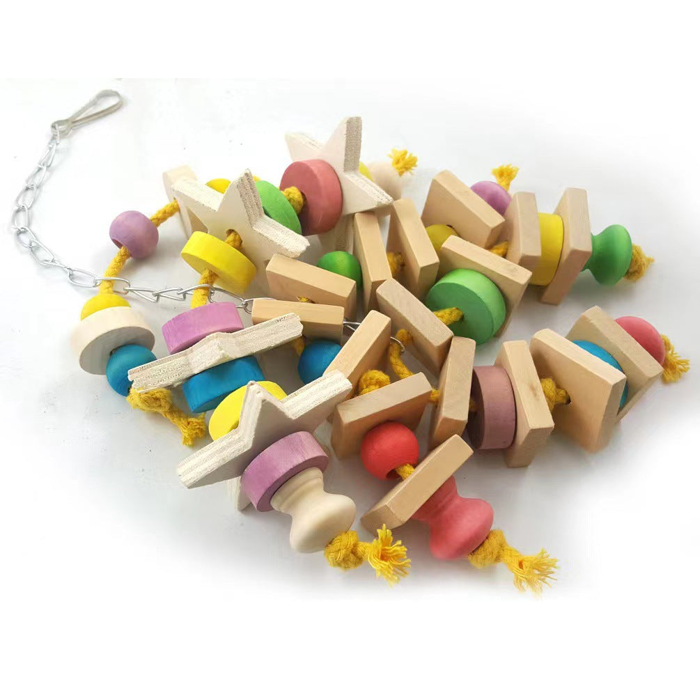 Wooden Building Blocks Hanging Toy for Birds
