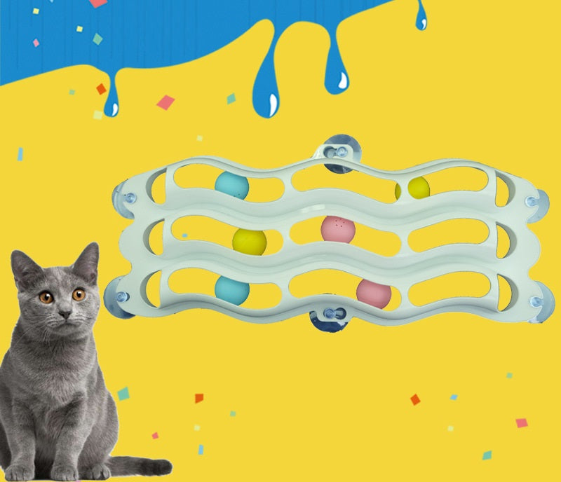 Futterpuzzle-Bahnspielzeug mit 6 Bällen für Katzen
