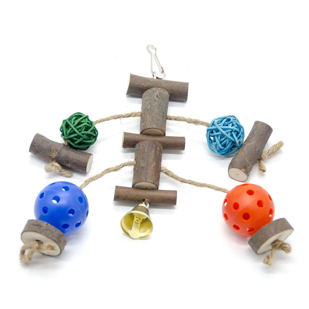 7-teiliges Kauspielzeugset aus Holz und Leder für Vögel