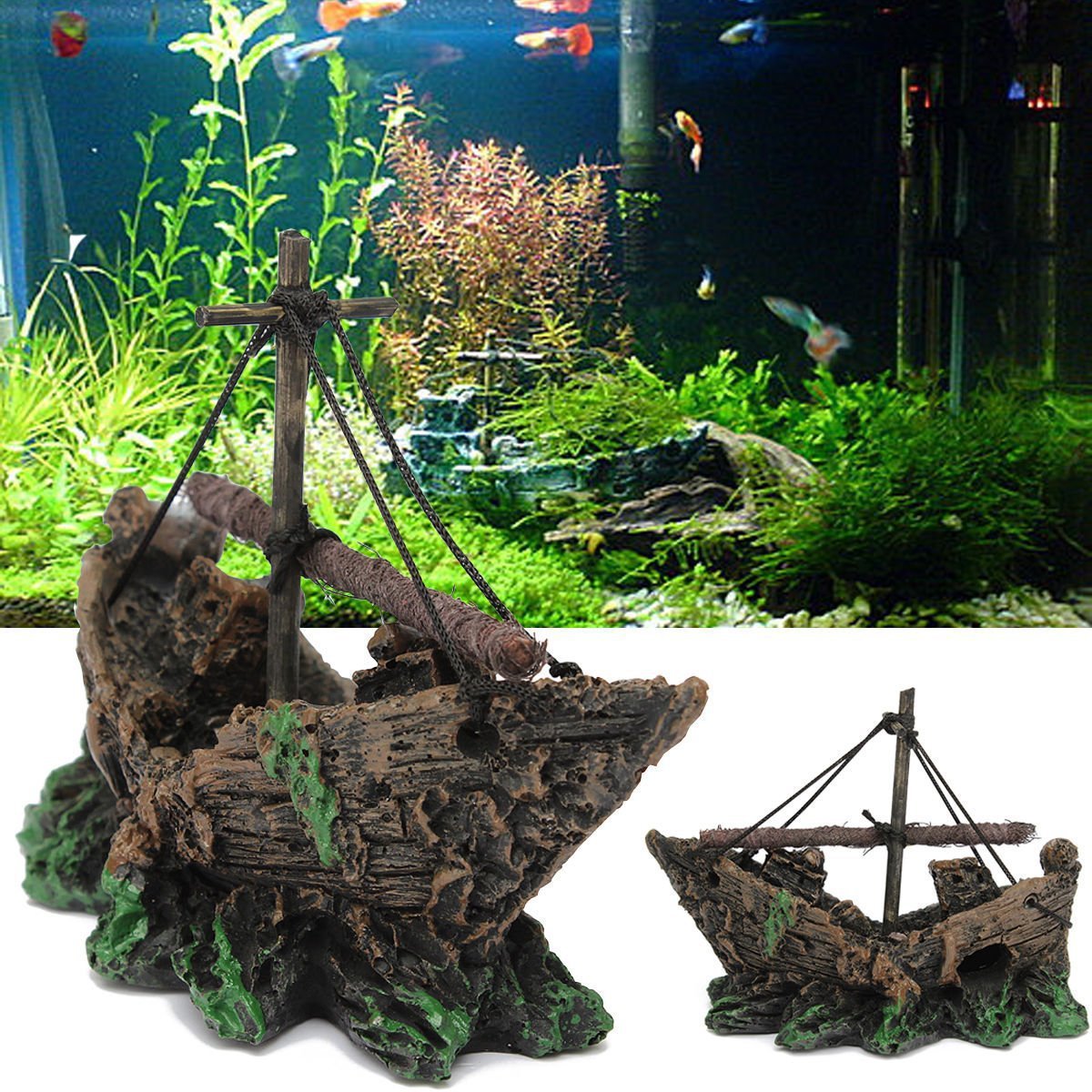 Resin Pirate Ship for Fish Tank