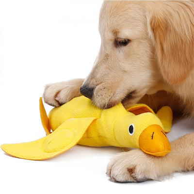 Plush Duck Food Puzzle Squeak Toy for Dogs