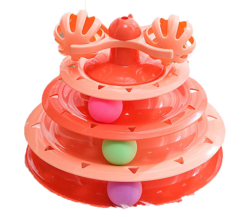 Four Layer Carousel Toy with Feather Teaser for Cats