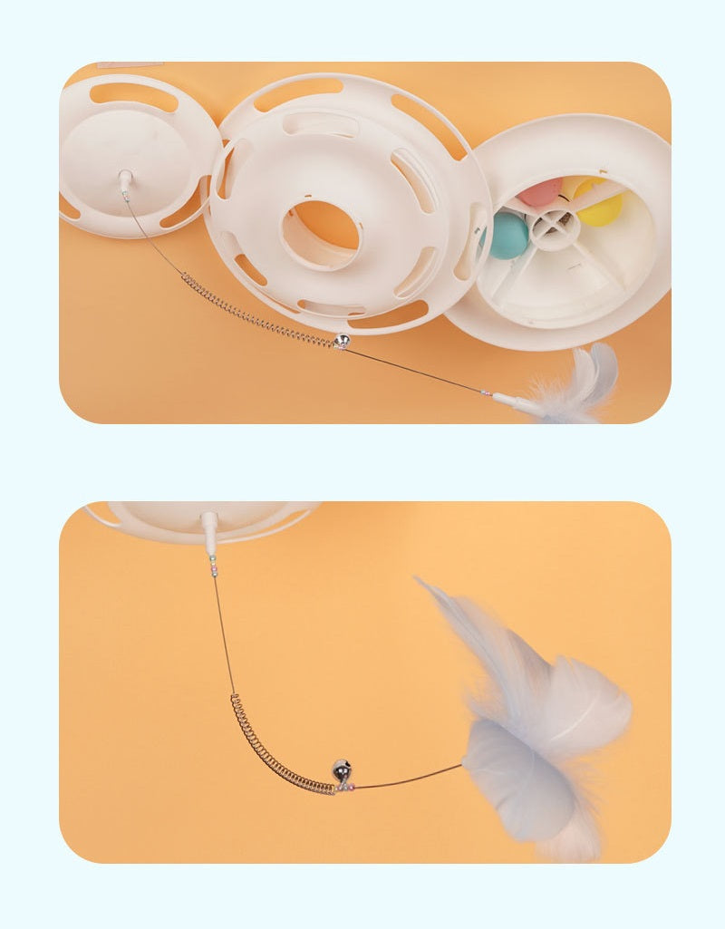 Three-Layer Carousel with Catnip Balls and Teaser Feather for Cats