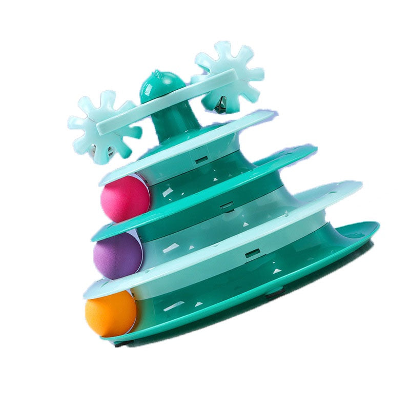 Four Layer Carousel Toy with Feather Teaser for Cats