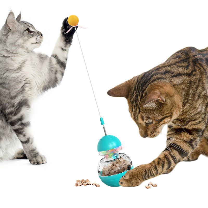 Futterpuzzle-Kippspielzeug mit Lockstab für Katzen