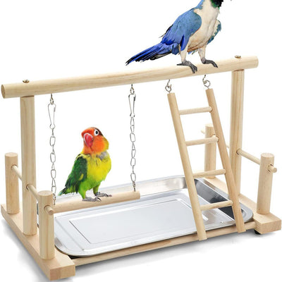 Wooden Stand with Swing and Ladder for Birds
