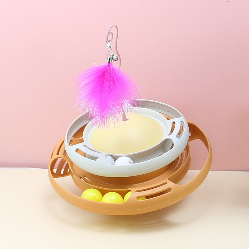 Two Layer Carousel with Feather Teaser for Cats