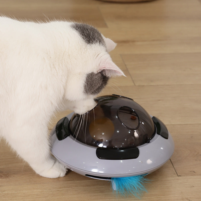 Karusell in UFO-Form mit Lockfeder für Katzen