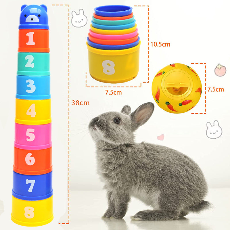 Gobelets Empilables en Plastique et Boule à Friandises pour Lapins