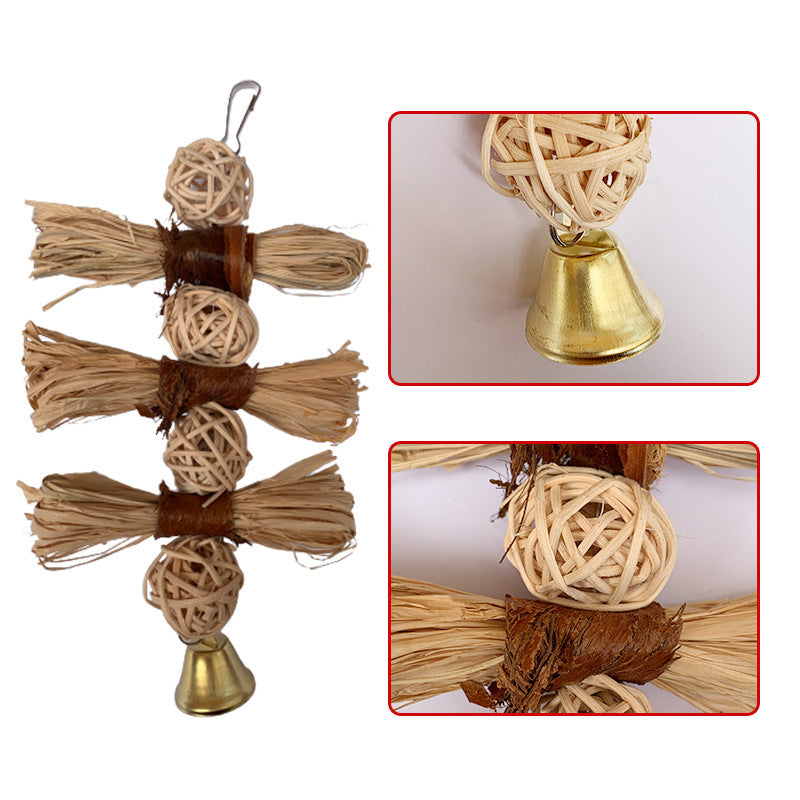 Rattan-Hängespielzeug mit Glocke für Vögel