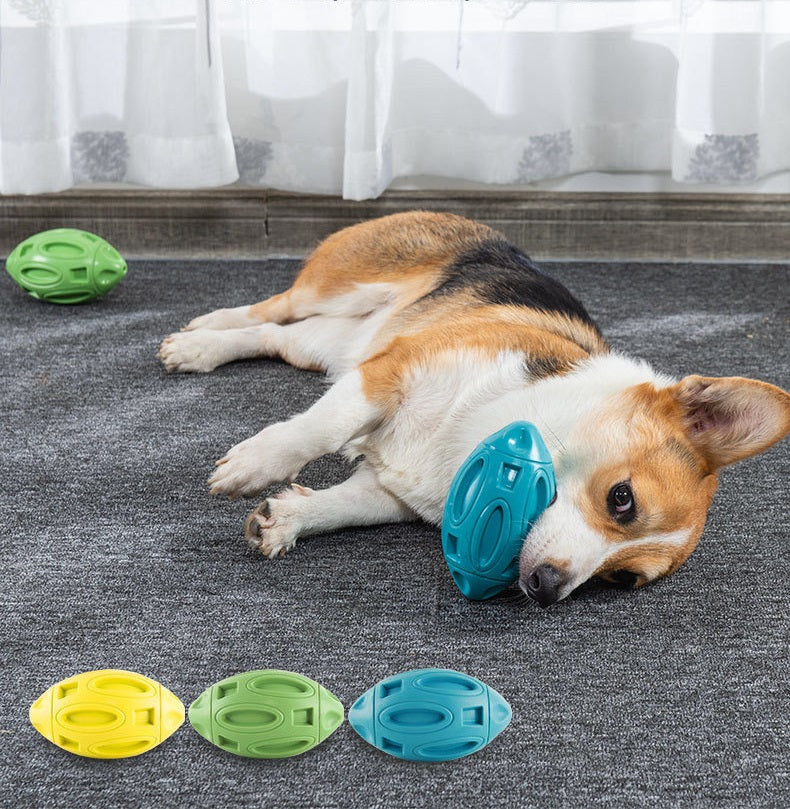 Rubber Rugby Ball Squeak Toy for Dogs