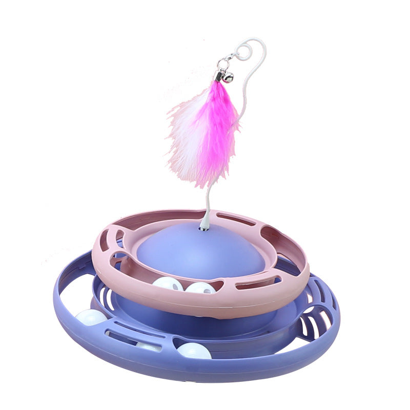 Two Layer Carousel with Feather Teaser for Cats