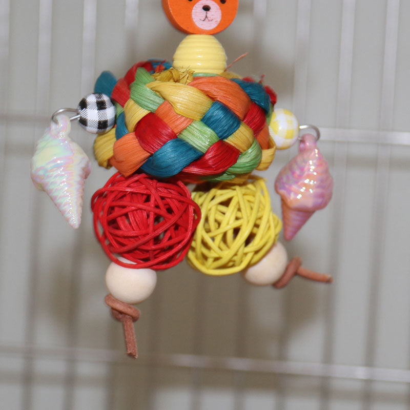Kauspielzeug zum Aufhängen in Form eines Bären für Vögel