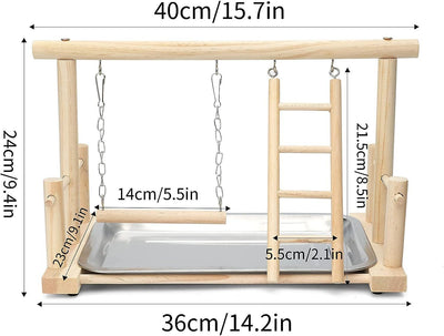 Wooden Stand with Swing and Ladder for Birds