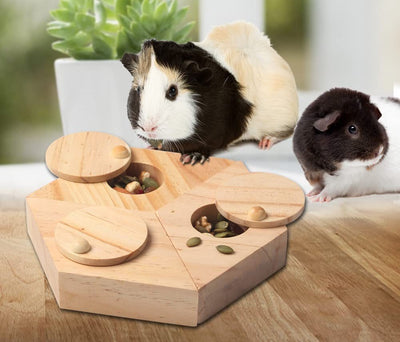 Wooden Food Puzzle for Rabbits, Hamsters, and Chinchillas