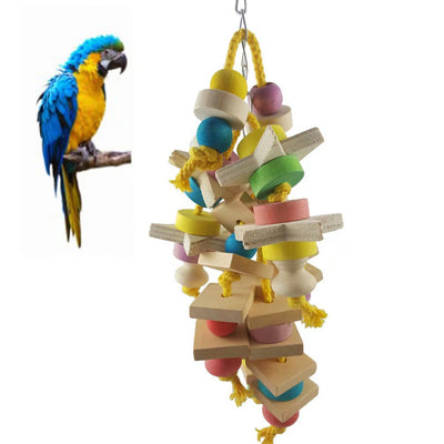 Wooden Building Blocks Hanging Toy for Birds