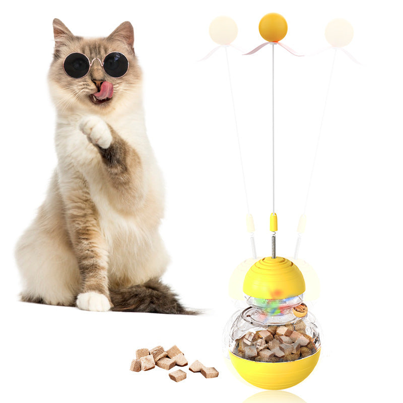 Futterpuzzle-Kippspielzeug mit Lockstab für Katzen