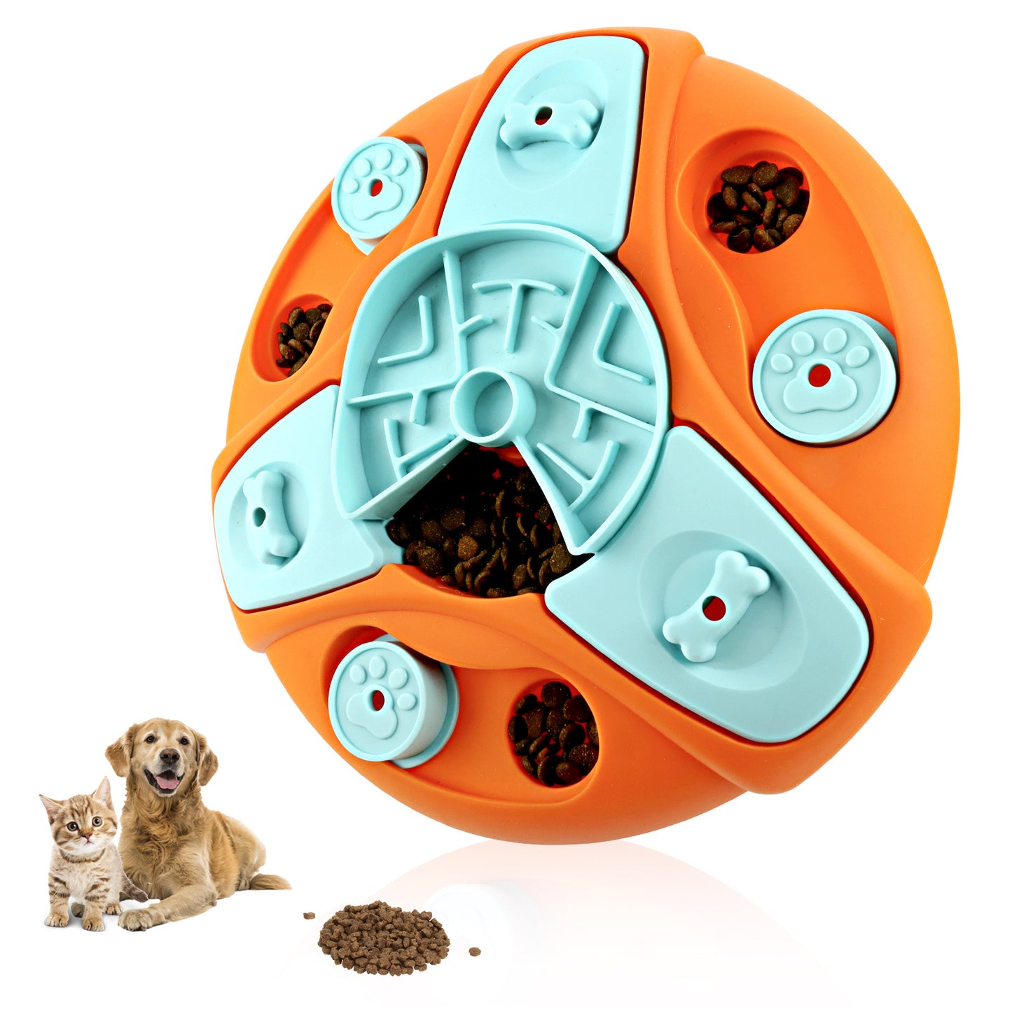 Langsamer Futterautomat mit Puzzle für Katzen und Hunde