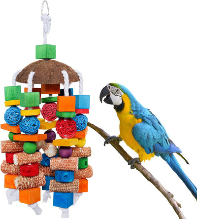 Corn Cob, Rattan, and Wooden Toy for Birds