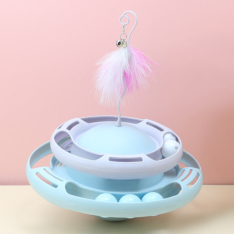Two Layer Carousel with Feather Teaser for Cats