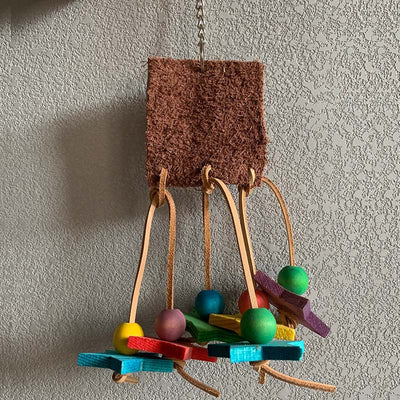 Leather and Wooden Toy for Birds