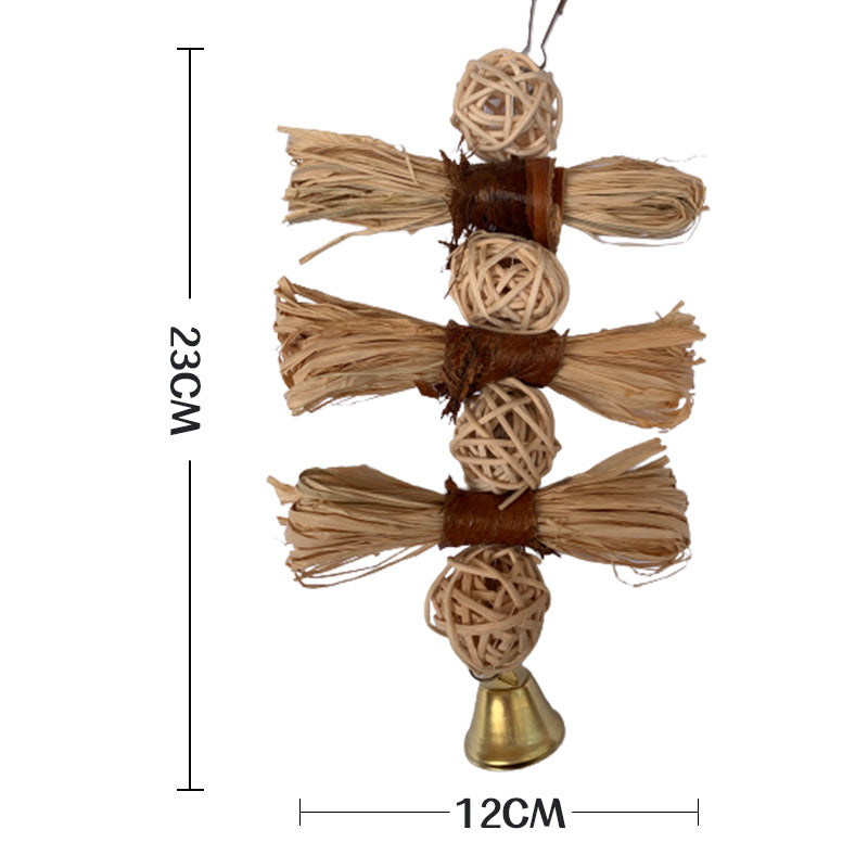 Rattan-Hängespielzeug mit Glocke für Vögel