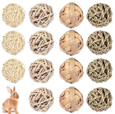 Lot de 15 Balles en Tissu pour Lapin et Hamster