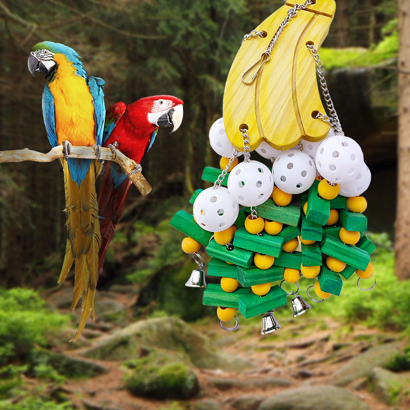 Hölzernes Bananen-Hängespielzeug für Vögel