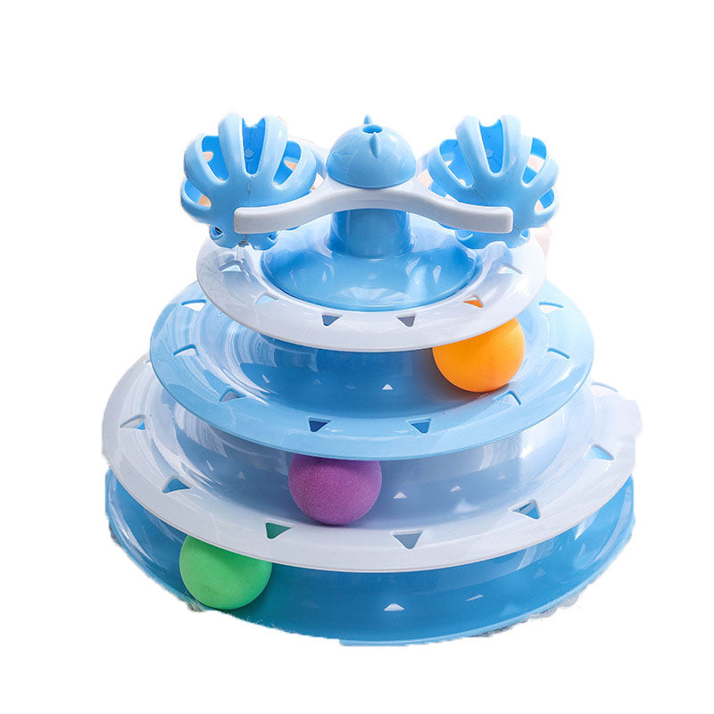 Four Layer Carousel Toy with Feather Teaser for Cats