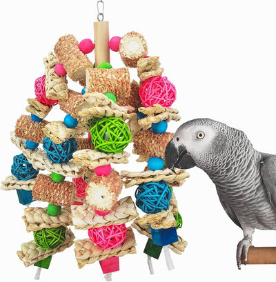 Corncob and Vine Shred toy for Birds