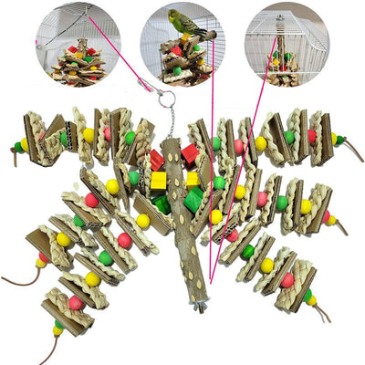 Cardboard and Wood Hanging Chew Toy for Birds