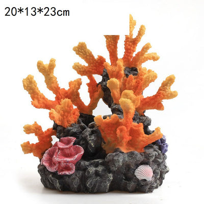Corail en Résine Gris et Orange pour Aquarium